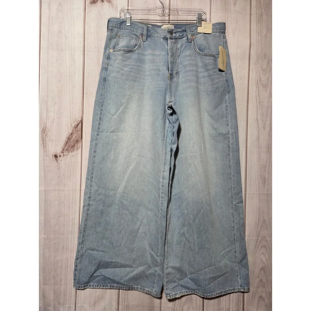 Universal Thread Super Wide Leg Jeans Light Wash Mid Rise Denim Womens 14R New - Picture 1 of 8